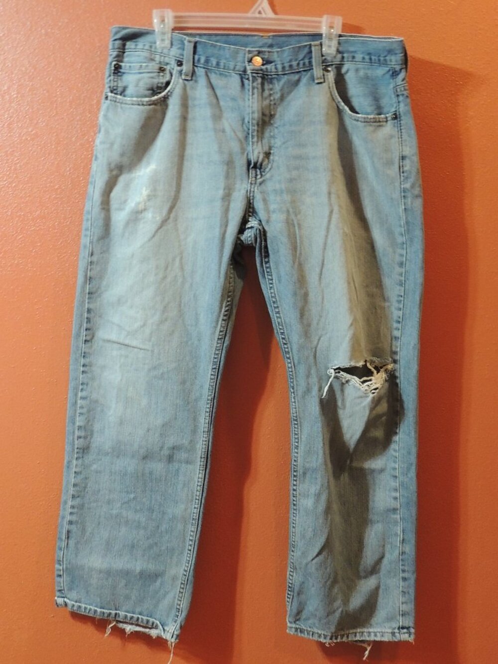 Levi 569 Jeans Y2K Men 36x30 Pockets Distressed Outdoors Denim Blue Jeans